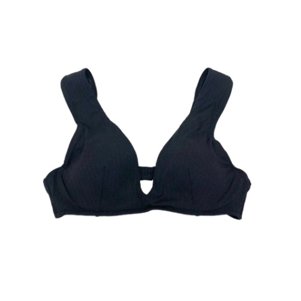 Shade & Shore Plunging Black Textured Bikini With Adjustable Straps New Nwot 34B